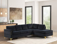 Vogue Black Velvet Sectional Sofa main frontal view
