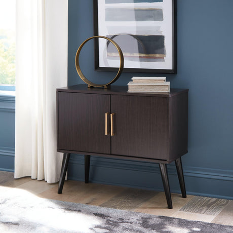 Orinfield Dark Brown Accent Cabinet front view closed