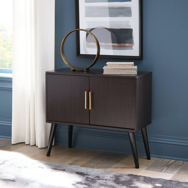 Orinfield Dark Brown Accent Cabinet front view closed