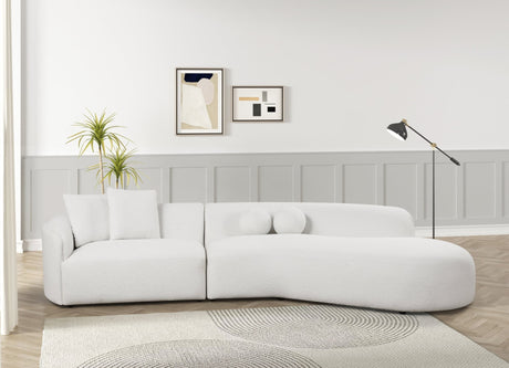Mia Beige Boucle Fabric Sectional Sofa front main view