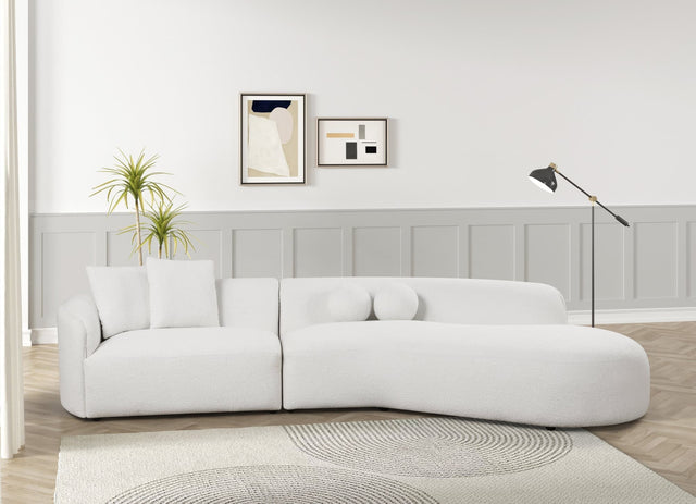 Mia Beige Boucle Fabric Sectional Sofa front main view