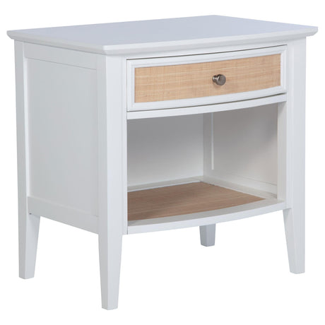 Bexhill white 1-drawer nightstand front view