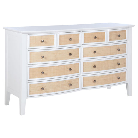 Bexhill 10-drawer white dresser cabinet front view