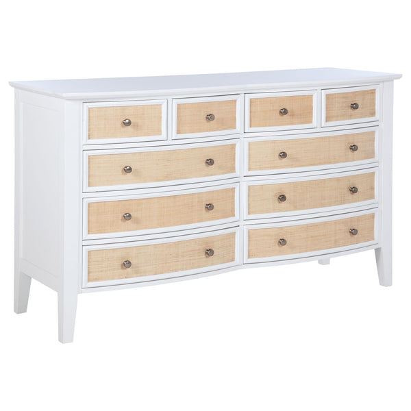 Bexhill 10-drawer white dresser cabinet front view