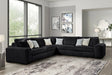 Main view of Marshmallow Black Oversize Corduroy Fabric Sectional sofa