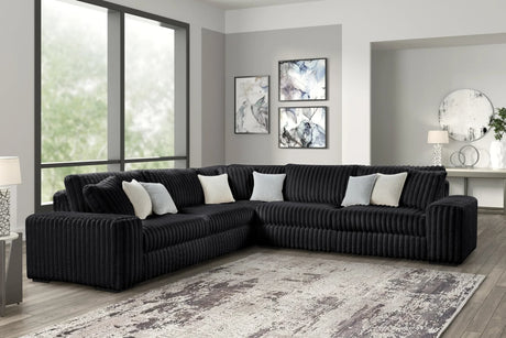 Main view of Marshmallow Black Oversize Corduroy Fabric Sectional sofa