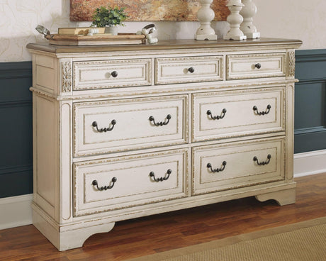 Realyn Two-tone dresser front angle view