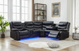 Texan black leather power reclining sectional front view