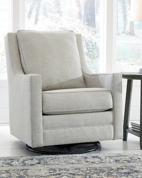 Kambria Frost Upholstered Swivel Accent Chair - front angle