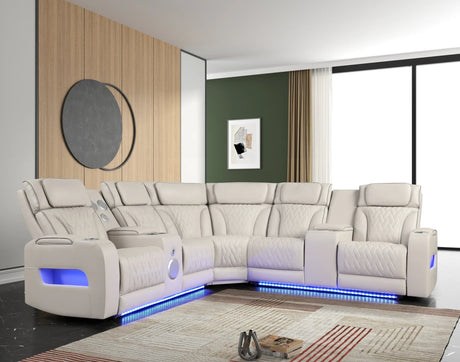 Spain Sand reclining sectional sofa front view