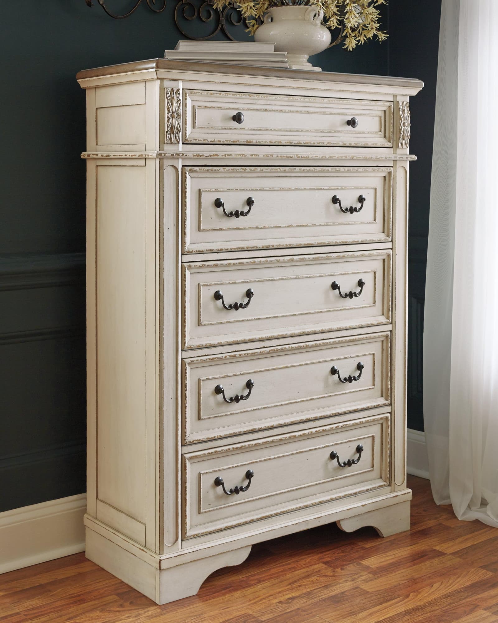 Realyn Two-Tone Chest Of Drawers - front angle view