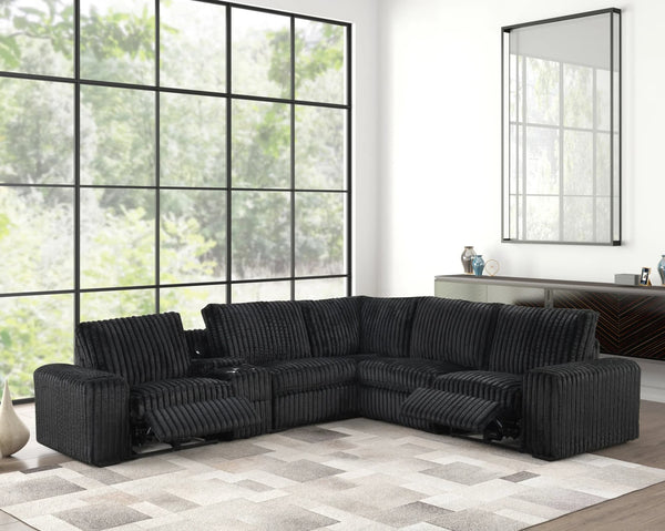Amelia Black power reclining sectional front view