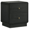Cavelle black nightstand with two drawers front view