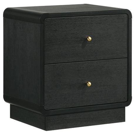 Cavelle black nightstand with two drawers front view