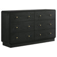 Cavelle 6-drawer black dresser cabinet front view