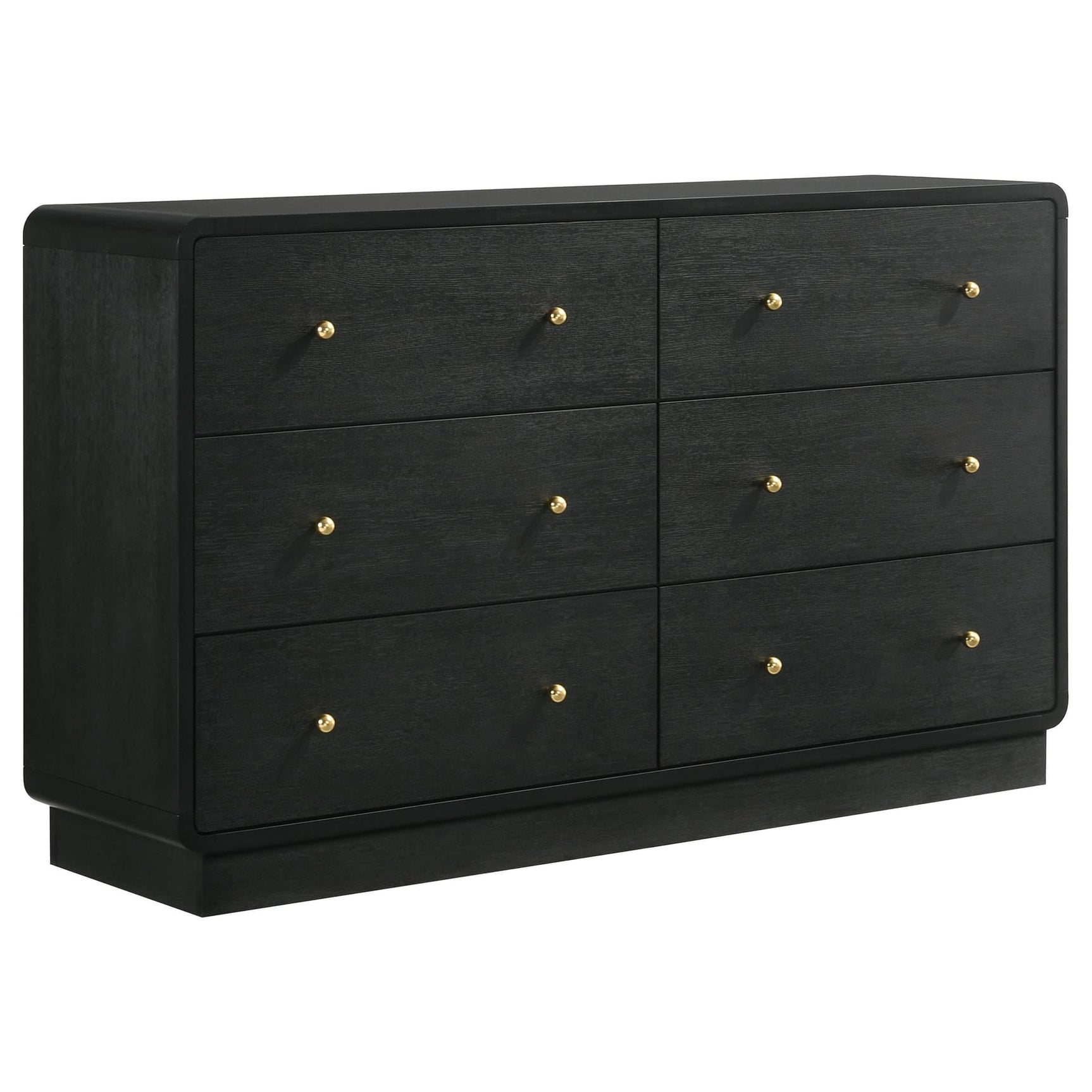 Cavelle 6-drawer black dresser cabinet front view