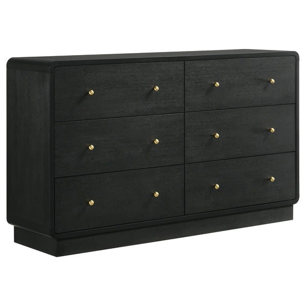 Cavelle 6-drawer black dresser cabinet front view