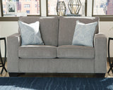 Altari Alloy Chenille Loveseat angled side view showing track arms