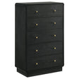 Cavelle 5-drawer black chest front view