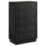 Cavelle 5-drawer black chest front view