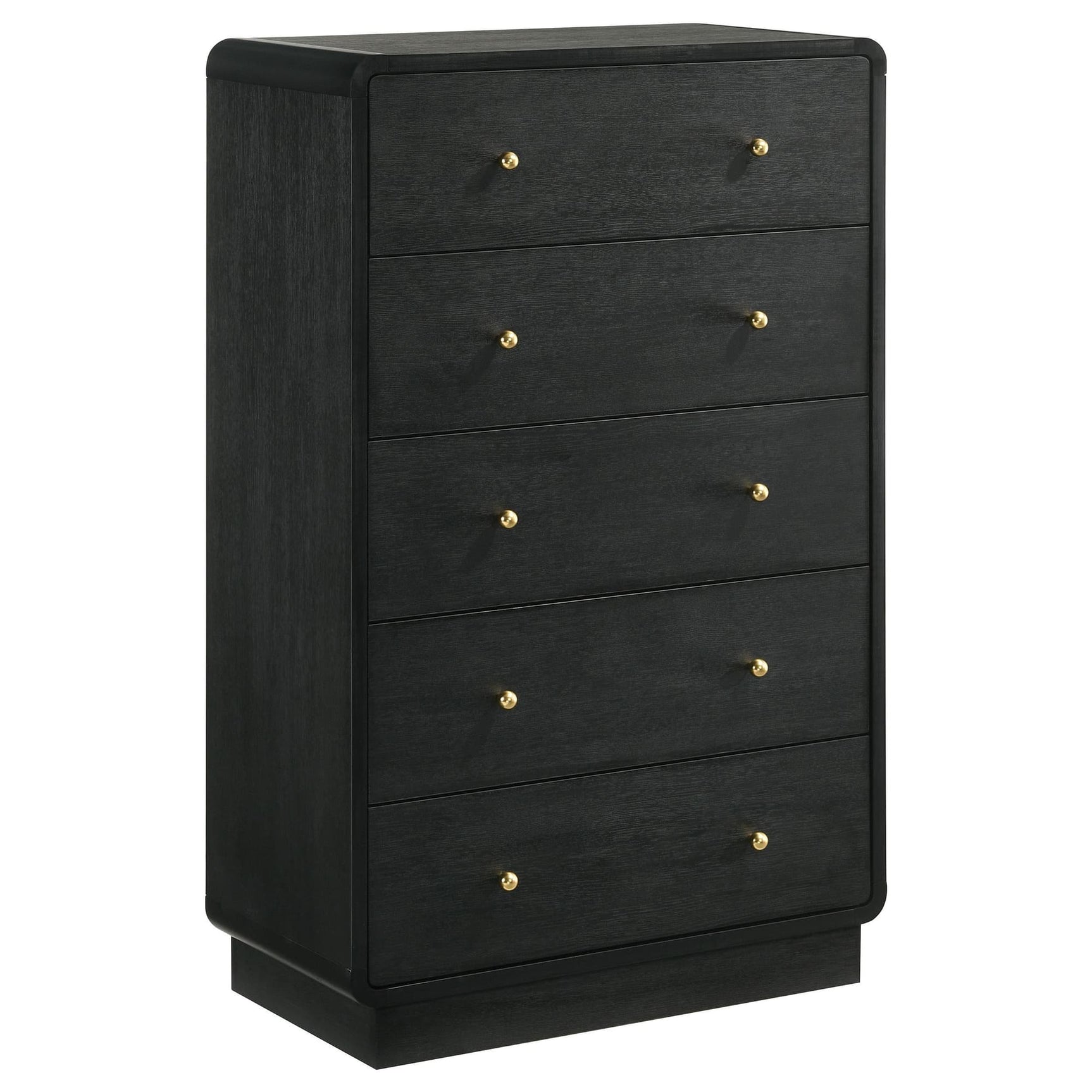 Cavelle 5-drawer black chest front view