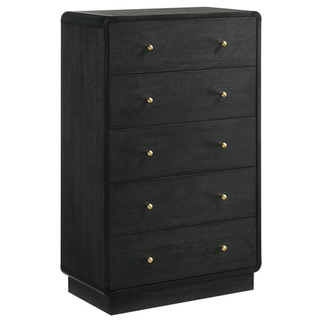 Cavelle 5-drawer black chest front view
