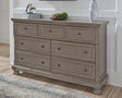 Lettner Light Gray 7-Drawer Dresser frontal view