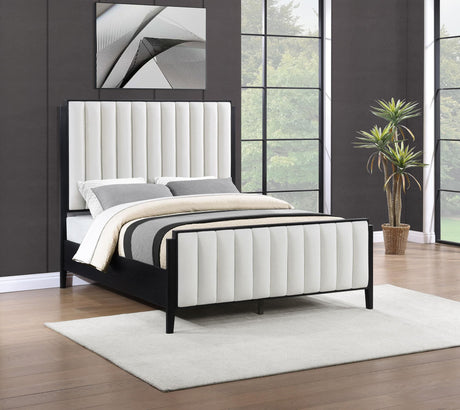 Brookmead 60-inch upholstered queen bed black front view