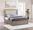 Kenora 56-inch Queen LED Storage Bed Barley Brown front view