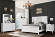 Havana White Upholstered LED Panel Bedroom Set bed with LED-lit headboard and mirror