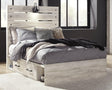 Full view of Cambeck whitewash full panel bed with 2 storage drawers
