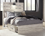 Full view of Cambeck whitewash full panel bed with 2 storage drawers