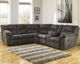 Tambo Pewter Faux Leather 2-Piece Reclining Sectional, front view
