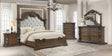 Binine Brown Upholstered Tufted Panel Bedroom Set bed front view