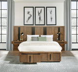Terrace Eastern King Wall Panel Storage Bed Ash Brown front angle