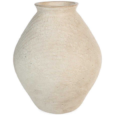 Hannela Antique Tan Vase front view with ribbed texture