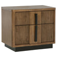 Terrace 2-drawer nightstand ash brown front angle