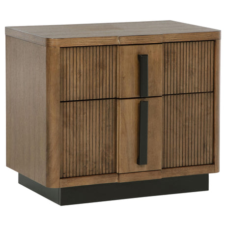 Terrace 2-drawer nightstand ash brown front angle