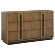 Front view of Terrace 6-drawer dresser cabinet in ash brown
