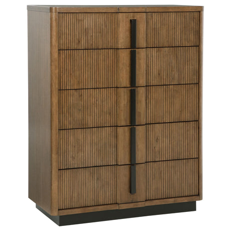 Terrace 5-drawer chest of drawers ash brown front view