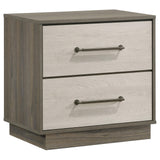 Fenwick 2-drawer nightstand bedside table grey oak front view