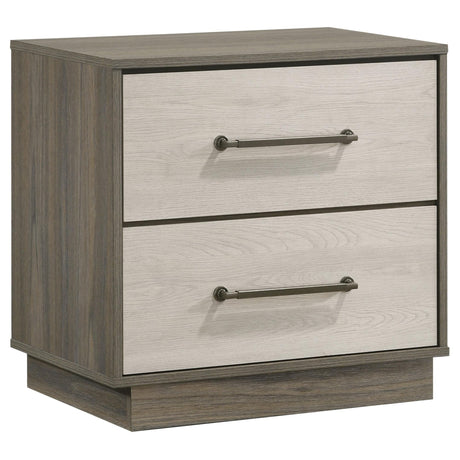 Fenwick 2-drawer nightstand bedside table grey oak front view