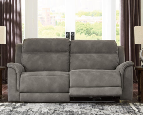 Next-Gen Durapella Slate Microfiber Power Reclining Sofa front view