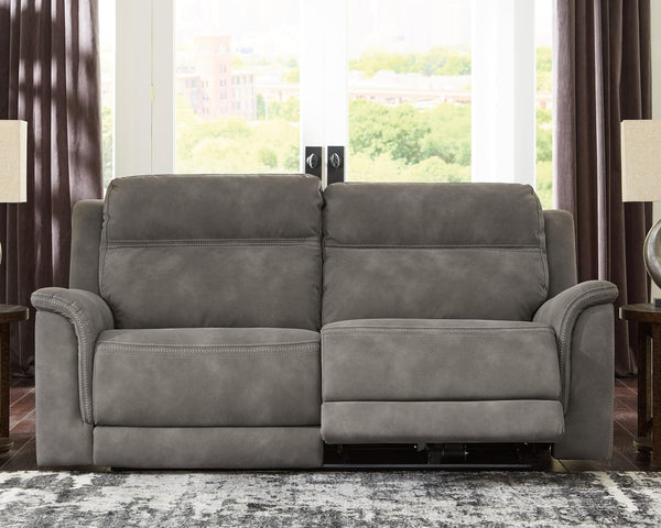 Next-Gen Durapella Slate Microfiber Power Reclining Sofa front view