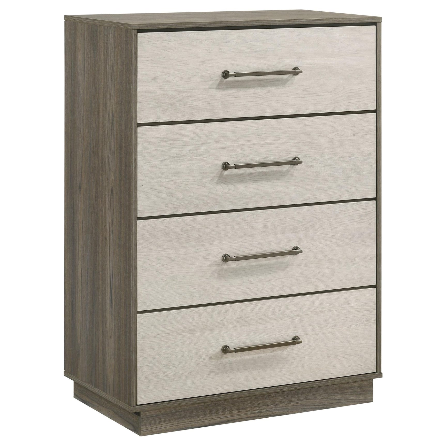 Fenwick 4-drawer chest of drawers grey oak front view