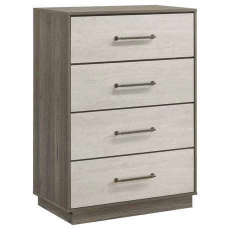 Fenwick 4-drawer chest of drawers grey oak front view