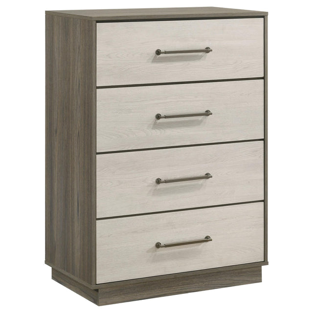 Fenwick 4-drawer chest of drawers grey oak front view