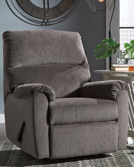 Nerviano Gray Chenille Manual Recliner front view