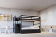 Babylon Black Full/Full bunk bed with twin trundle and staircase storage - front view