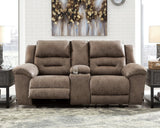 Stoneland Fossil Faux Leather Power Reclining Loveseat front angle